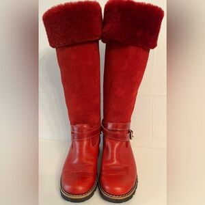 Vintage Roots Red Shearling Moto Boots | Made in Canada